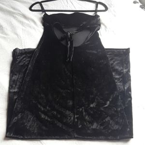 Black strapless velvet maxi dress